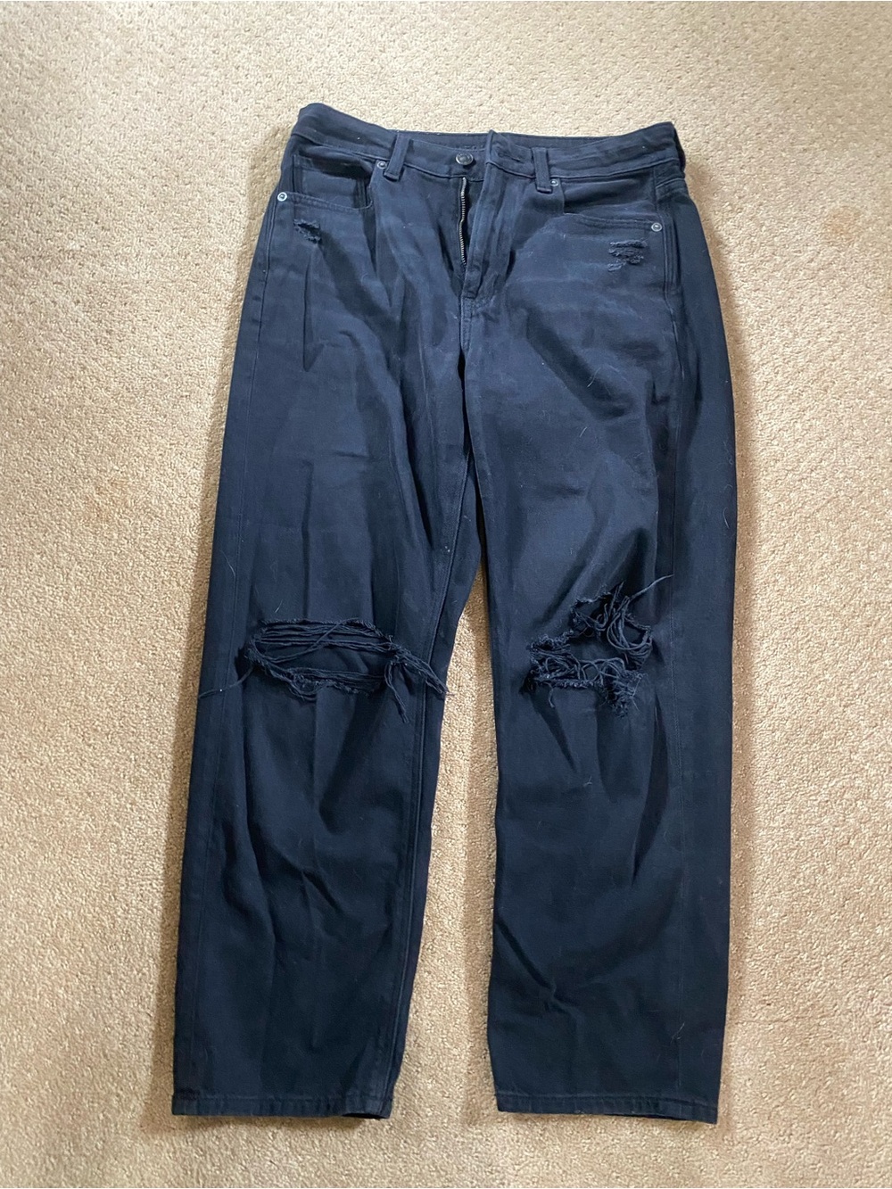 American Eagle Outfitters Black Relaxed Distressed Jeans